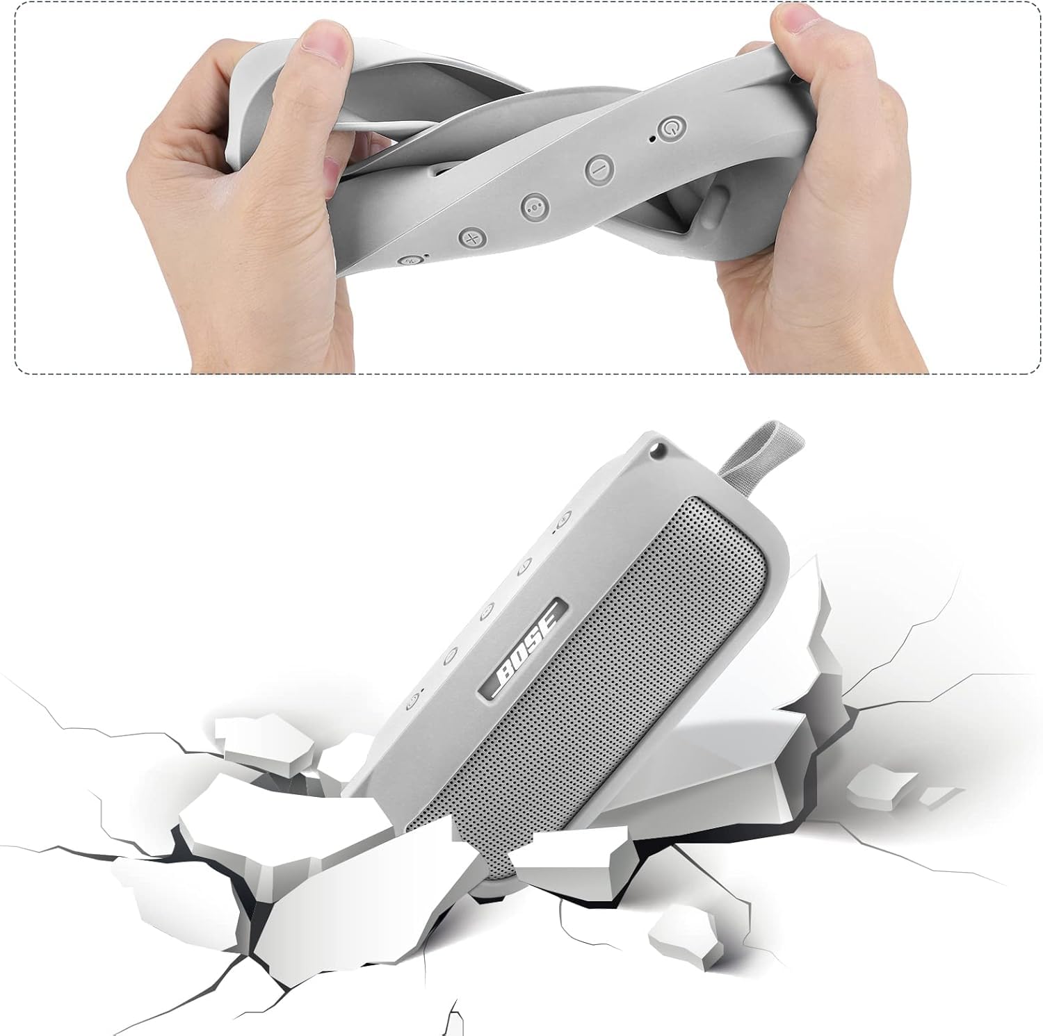 Bose SoundLink Flex Bluetooth Speaker Silicone Case - Soft Protective Cover Replacement for Bose SoundLink Flex (White Smoke) - Perfect for Outdoor, Travel & Waterproof Protection