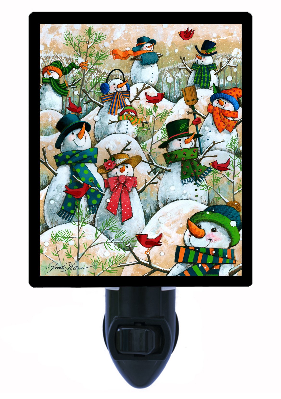 Snowman LED Night Light for Christmas & Winter Decor - Cute Snowmen Hill Design for Bedroom, Nursery, or Holiday Home Decoration
