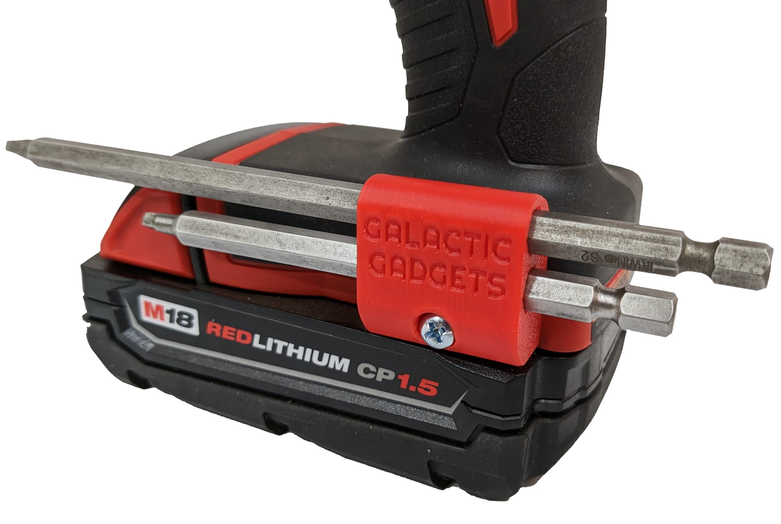 Milwaukee M18 Drill Magnetic Bit Holder - Side Mounted with Strong Magnets, Low Profile Design for Easy Storage - Galactic Gadgets (Red) - Perfect for DIY Projects, Construction Work & Home Repairs