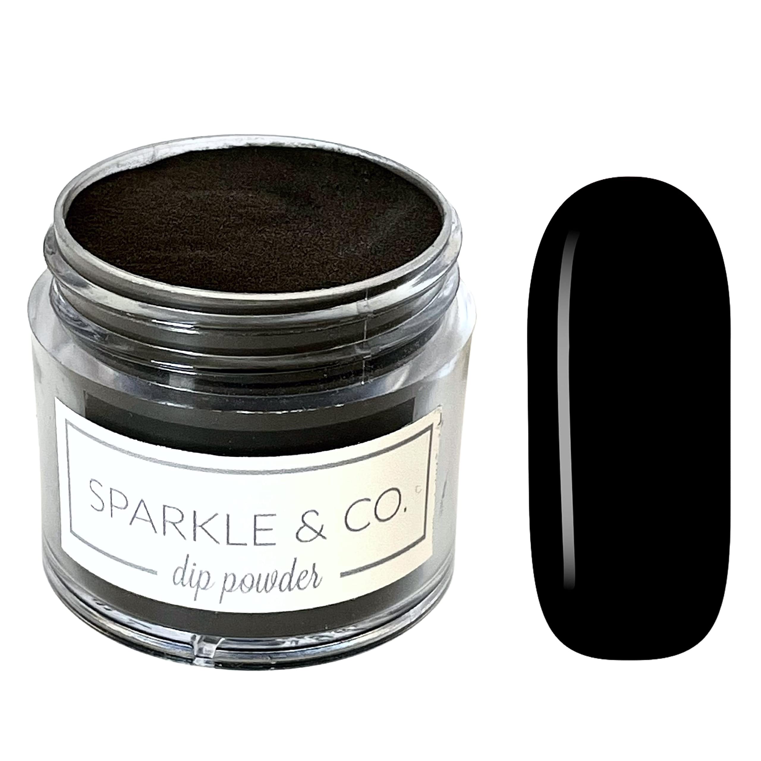 Sparkle & Co. Dip Powder Nail Kit - dp.37 Midnight Black | Long-Lasting Solid Black Dip Powder for Manicures | Perfect for Home Nail Salon & Professional Use