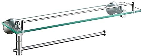 **Premium Tempered Glass Bathroom Shelf with 304 Stainless Steel Bracket & Towel Bar - Wall Mounted Storage Organizer for Shower, Vanity & Spa Decor**