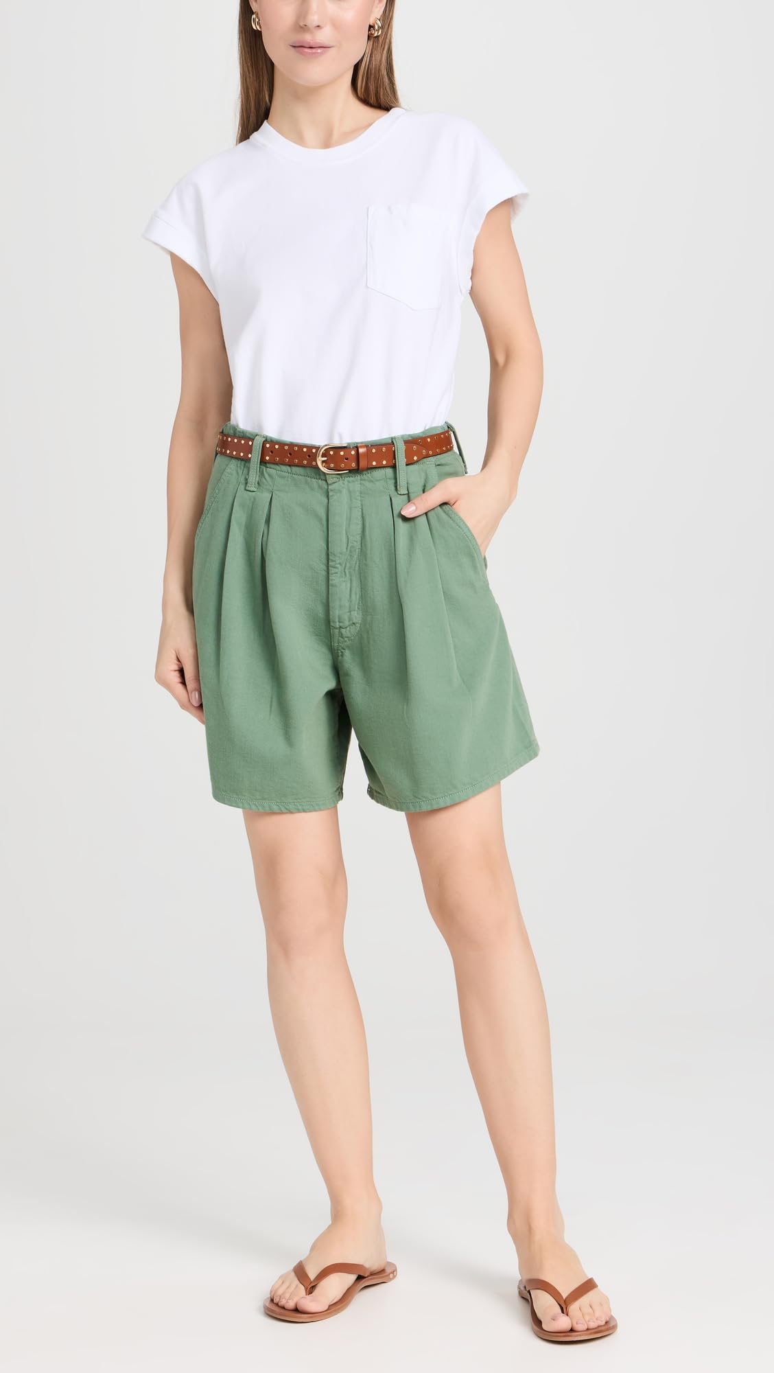 MOTHER Women's Pleated Chute Prep Shorts - Classic Cotton Bermuda Shorts for Casual Wear, Summer Outfits & Preppy Style | Perfect for Beach, Vacation & Everyday Comfort