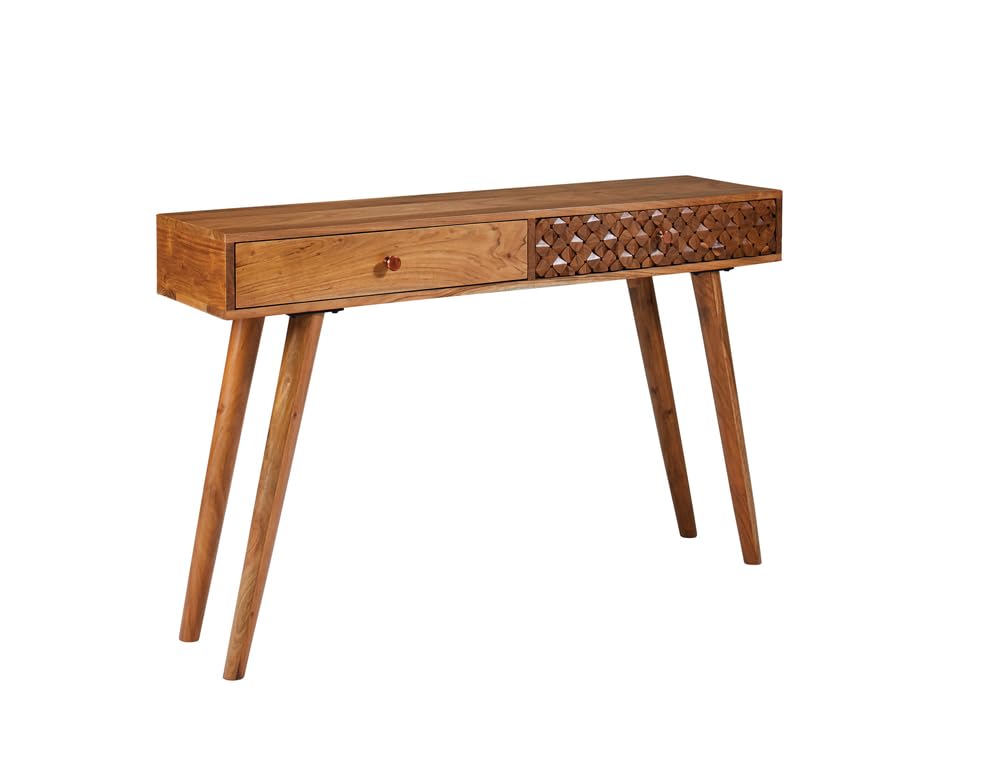 Coaster Home Furnishings 2-Drawer Natural Brown Wooden Console Table with Storage Shelf - Entryway, Living Room, Hallway Furniture (951790)