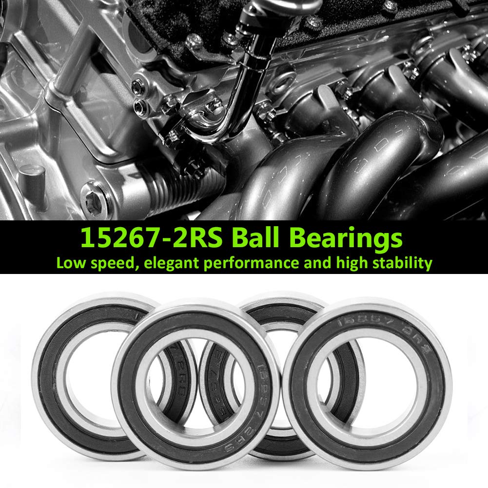 15x26x7mm Rubber Sealed Ball Bearing (4 Pack) - 15267-2RS Deep Groove Bearings for Power Tools, Electronic Equipment, Pumps & Motors - Ideal for CNC Machinery, Automotive Parts & Industrial Applications