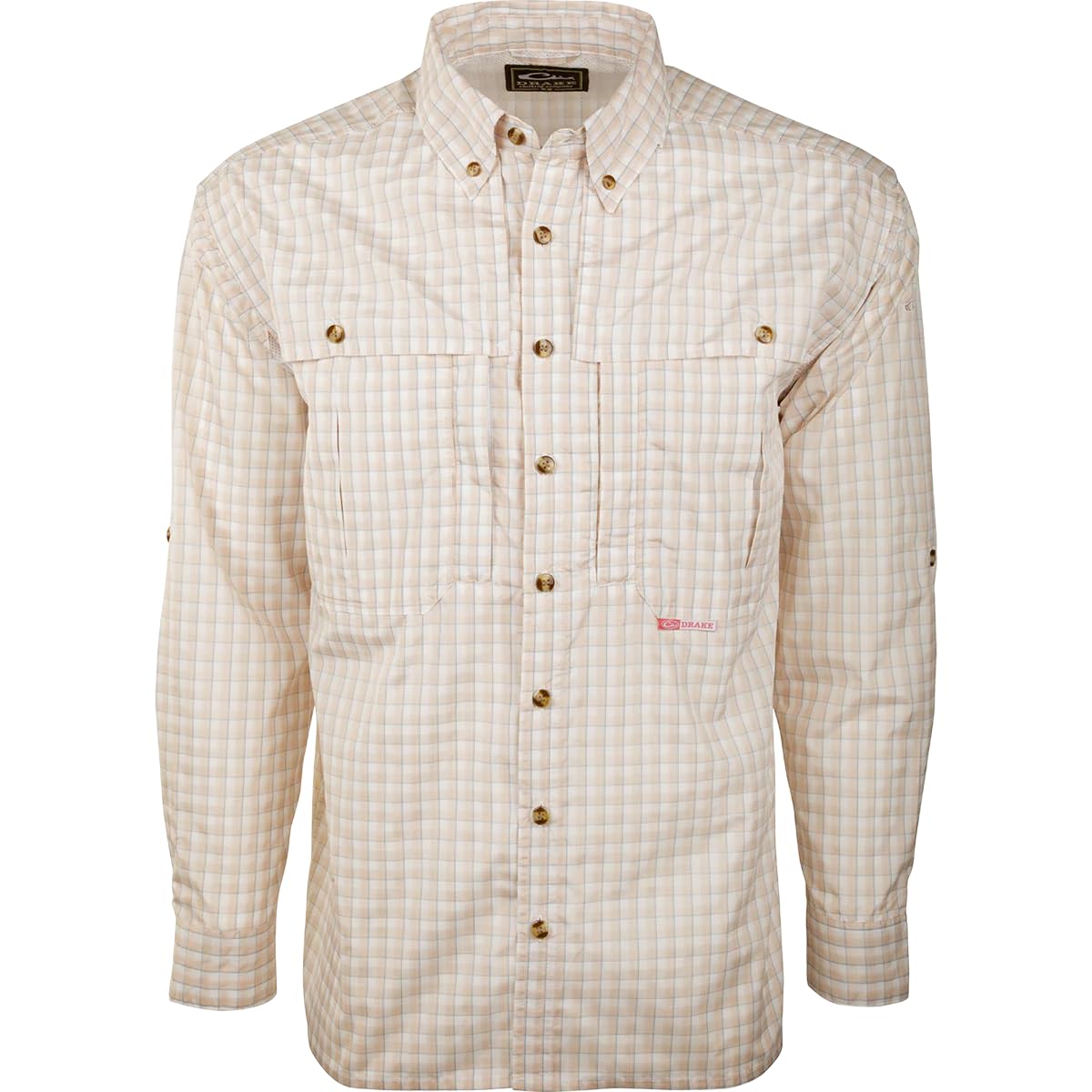 Drake Waterfowl Featherlite Plaid Wingshooter's Long Sleeve Shirt for Men - Gray Plaid Hunting Shirt - Medium Size - Perfect for Upland Bird Hunting & Outdoor Adventures