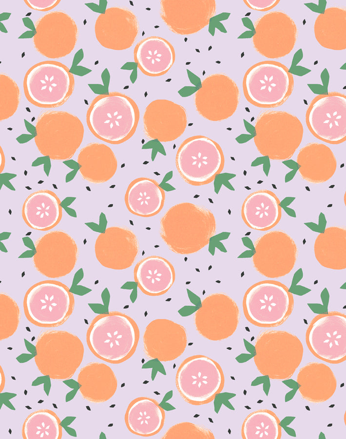 Grapefruit Floral Wallpaper - Peel & Stick Removable Wallpaper for Bedroom, Bathroom, Kitchen Decor | Tea Collection Lavender Design | Perfect for Accent Walls & Home Renovation