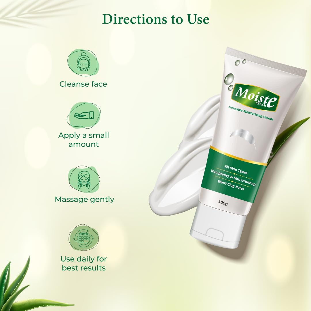 AZISTA Aloe Vera Moisturizing Cream with Tea Tree Oil & Vitamin E - Hydrating & Soothing Face Cream for Dry, Sensitive Skin - Unisex Skincare for Men & Women - Perfect for Daily Use & Night Routine - 100g Tube (Pack of 1)