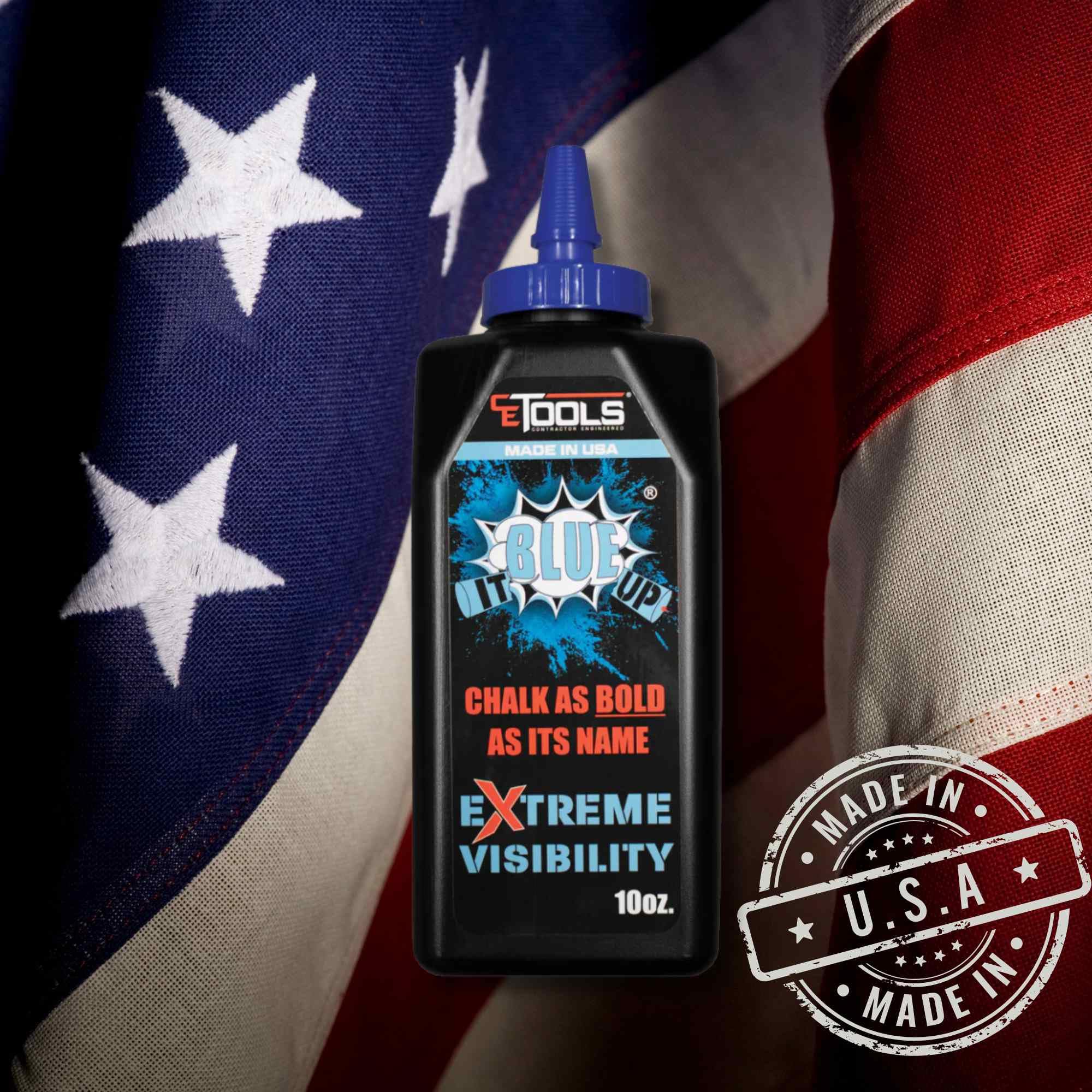 CE TOOLS Blue It Up® High Visibility Blue Marking Chalk - 10 oz (283.5g) | USA Made, Water-Resistant for Construction & Chalk Lines | Perfect for Outdoor Layouts, Concrete Marking & DIY Projects