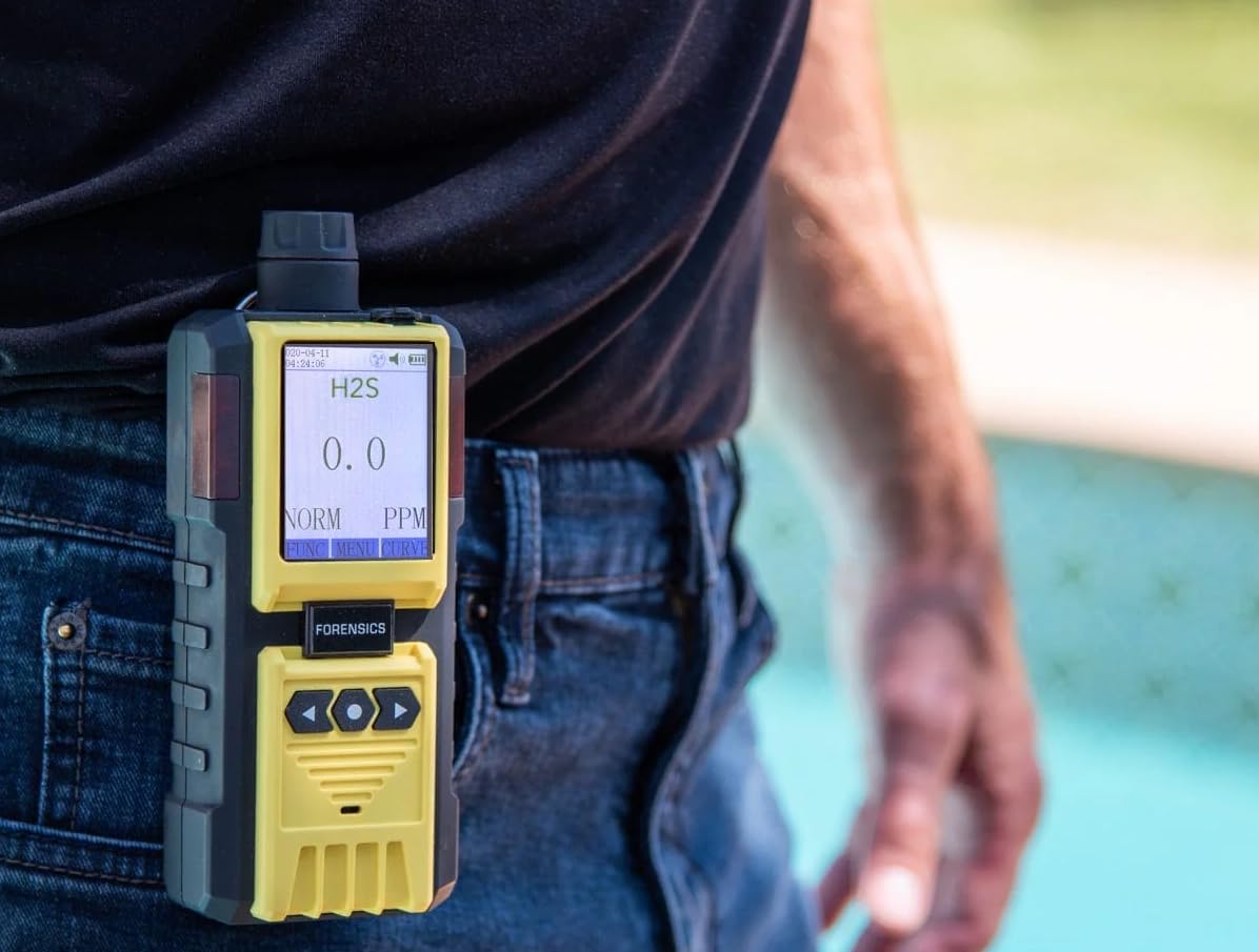 Forensics Hydrogen Sulfide Analyzer (H2S Monitor) - NIST Traceable Calibration, 0.1ppm Resolution, Built-in Pump & 4ft Probe | Computer Data Logging | Ideal for Industrial Safety, Wastewater Treatment & Environmental Monitoring
