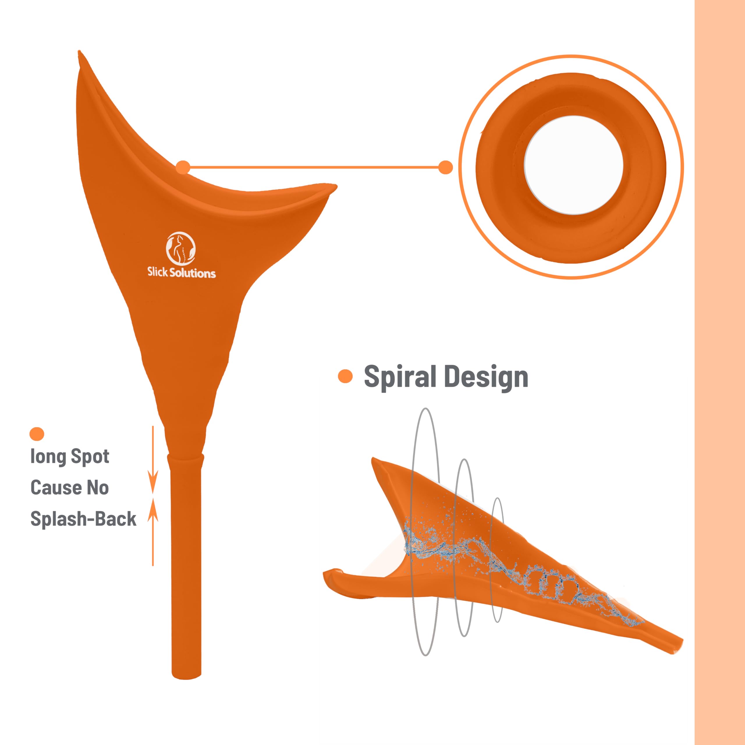 Portable Female Urination Device - Reusable Orange Pee Funnel for Women | Outdoor, Camping & Travel Essential | Compact Female Urinal for Hiking, Road Trips & Emergency Situations