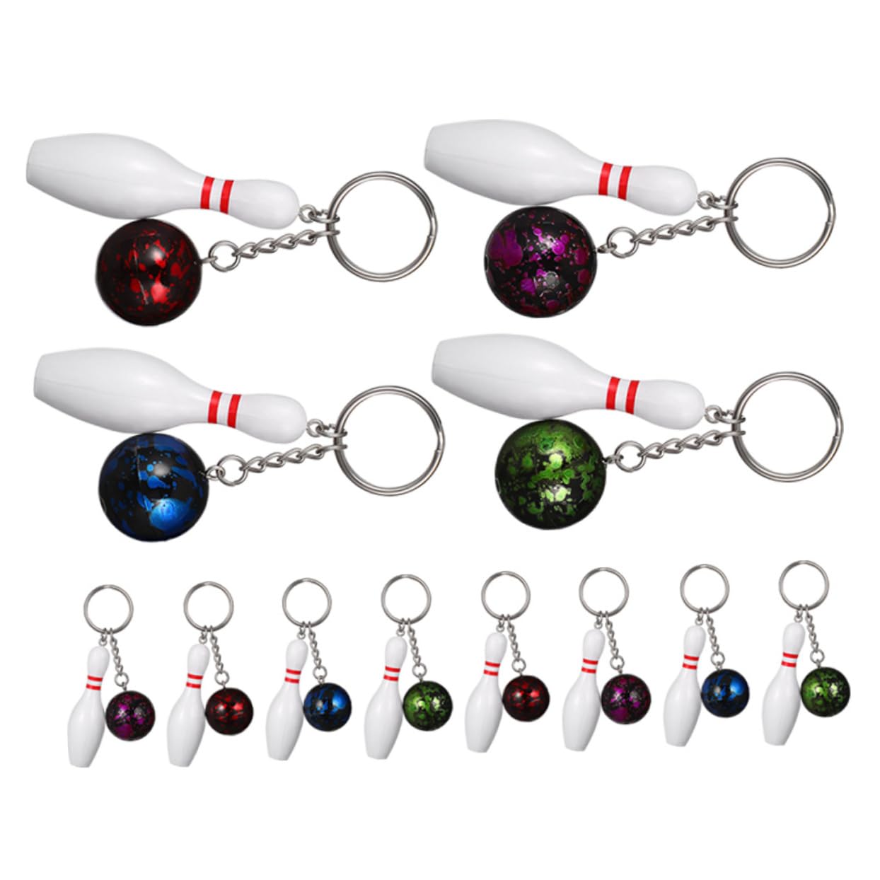 12pcs Mini Bowling Keychain Set - Exquisite Hanging Keychains, Small Bowling Pendants for Party Decorations, Gifts, and Bag Charms - Perfect for Bowling Enthusiasts and Sports Lovers