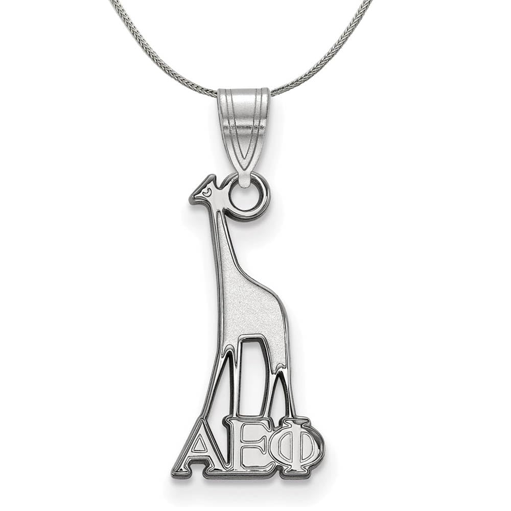 Black Bow Sterling Silver Alpha Epsilon Phi Small Pendant Necklace - Elegant Greek Jewelry for Sorority Sisters & Special Occasions