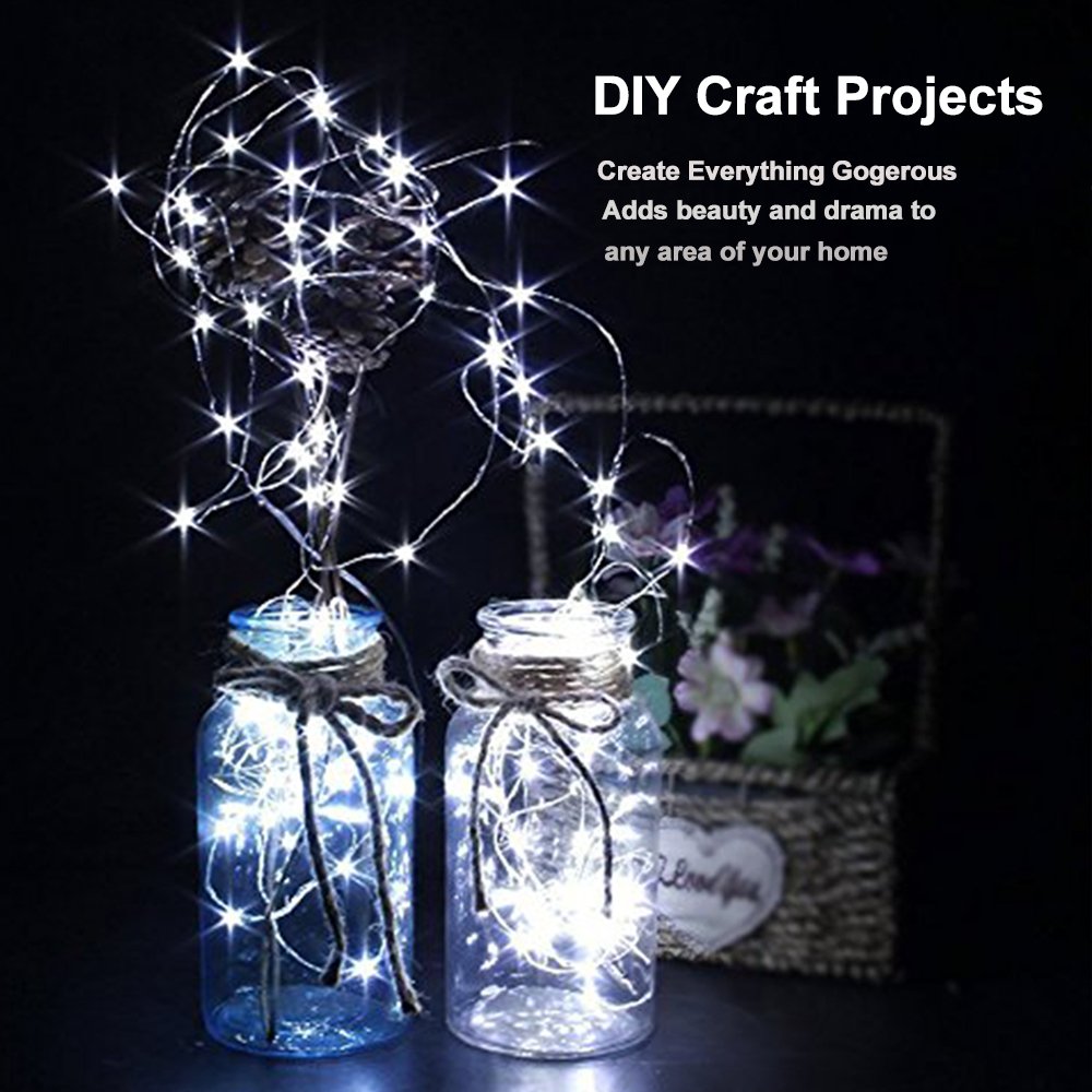 YKB 12 Pack White Fairy LED String Lights - 20 Micro LEDs on 3.3ft Silver Copper Wire, Battery Powered by 2xCR2032 - Perfect for Christmas Decor, Holiday Wedding, Party, Bedroom, Garden & Outdoor Lighting