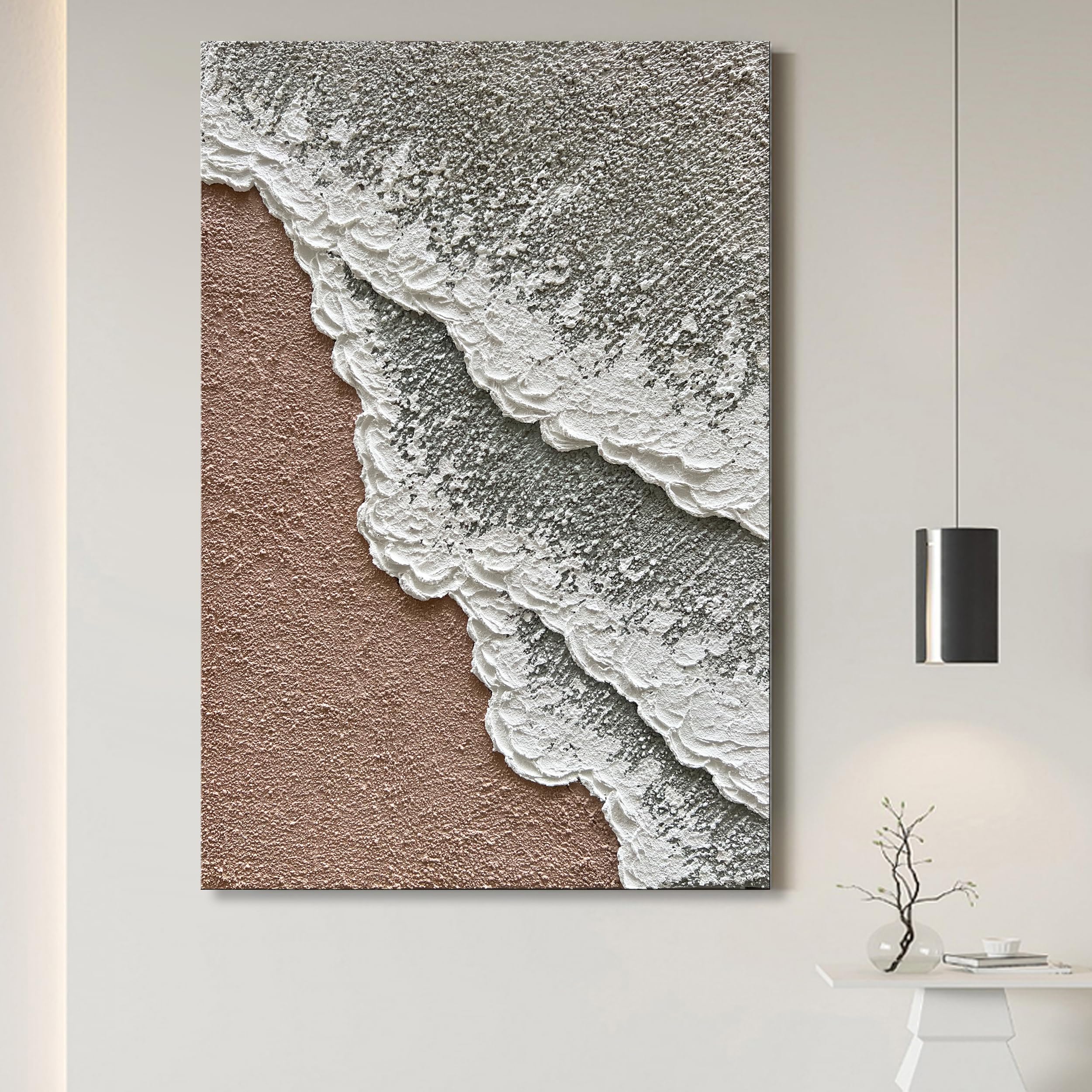 Limiyer Art 36x24 Inch Hand-Painted Beach Wave Landscape Oil Painting - Modern Abstract Texture Canvas Wall Art for Living Room, Bedroom & Office Decor