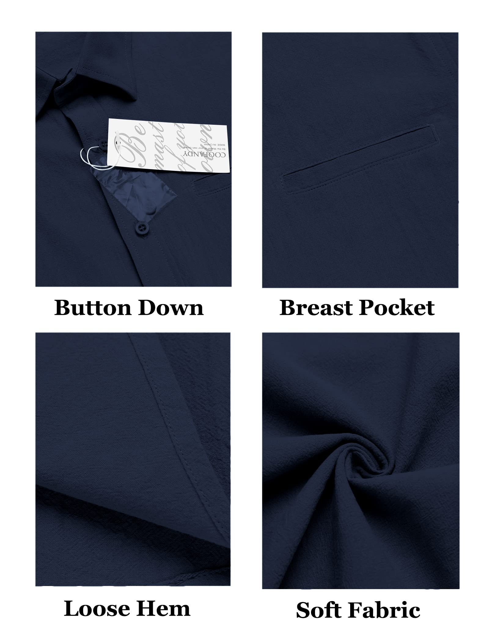 COOFANDY Men's Casual Linen Short Sleeve Button Down Shirt | Breathable Summer Hawaiian Shirt for Beach, Vacation & Outdoor Activities | Lightweight Comfortable Linen Top for Men