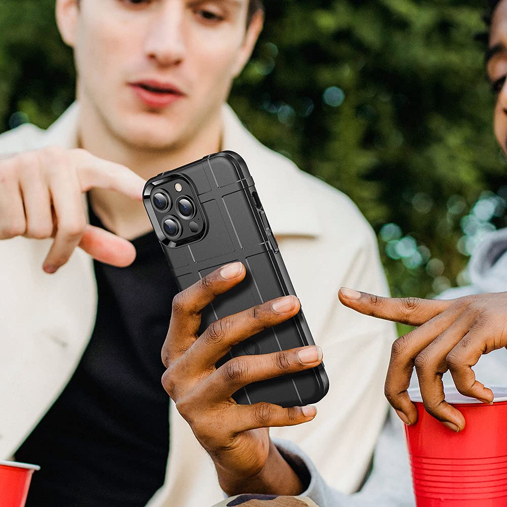 Rugged Shockproof iPhone 13 Pro Max Case (6.7 Inch) - Heavy Duty TPU Tactical Cover with 8ft Drop Protection, Military Grade Armor - Dark Black | Perfect for Outdoor Adventures, Construction Work & Extreme Sports
