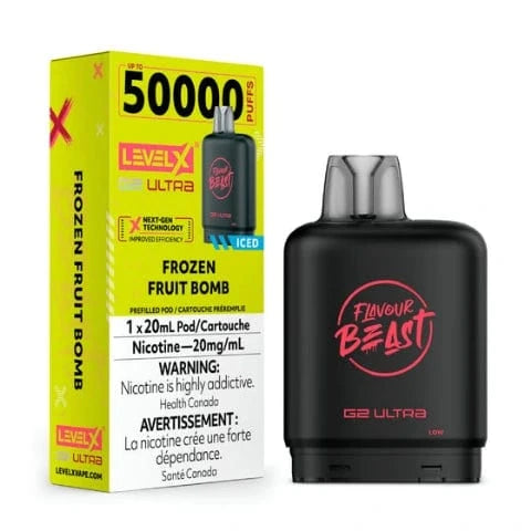 Flavour Beast Level X G2 Ultra Pods - 50,000 Puffs, 20mL E-Liquid, All Flavors | Long-Lasting Vape Pods for All-Day Use | Perfect for Travel, Work & Social Events