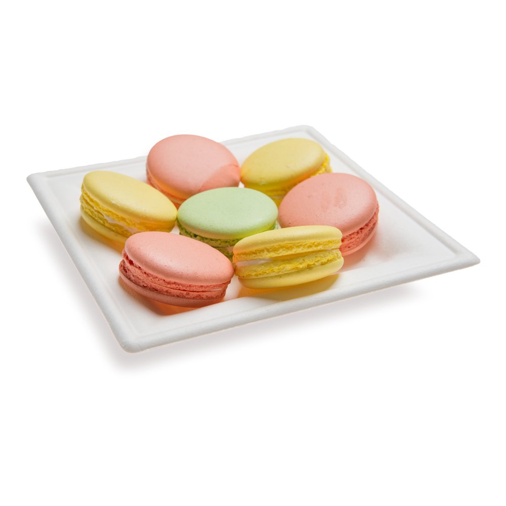 Eco-Friendly 6.3 Inch Square Bagasse Plates - 100 Pack Heavy-Duty White Disposable Plates Made from Sugarcane Fibers | Perfect for Appetizers, Desserts, Parties & Catering Events