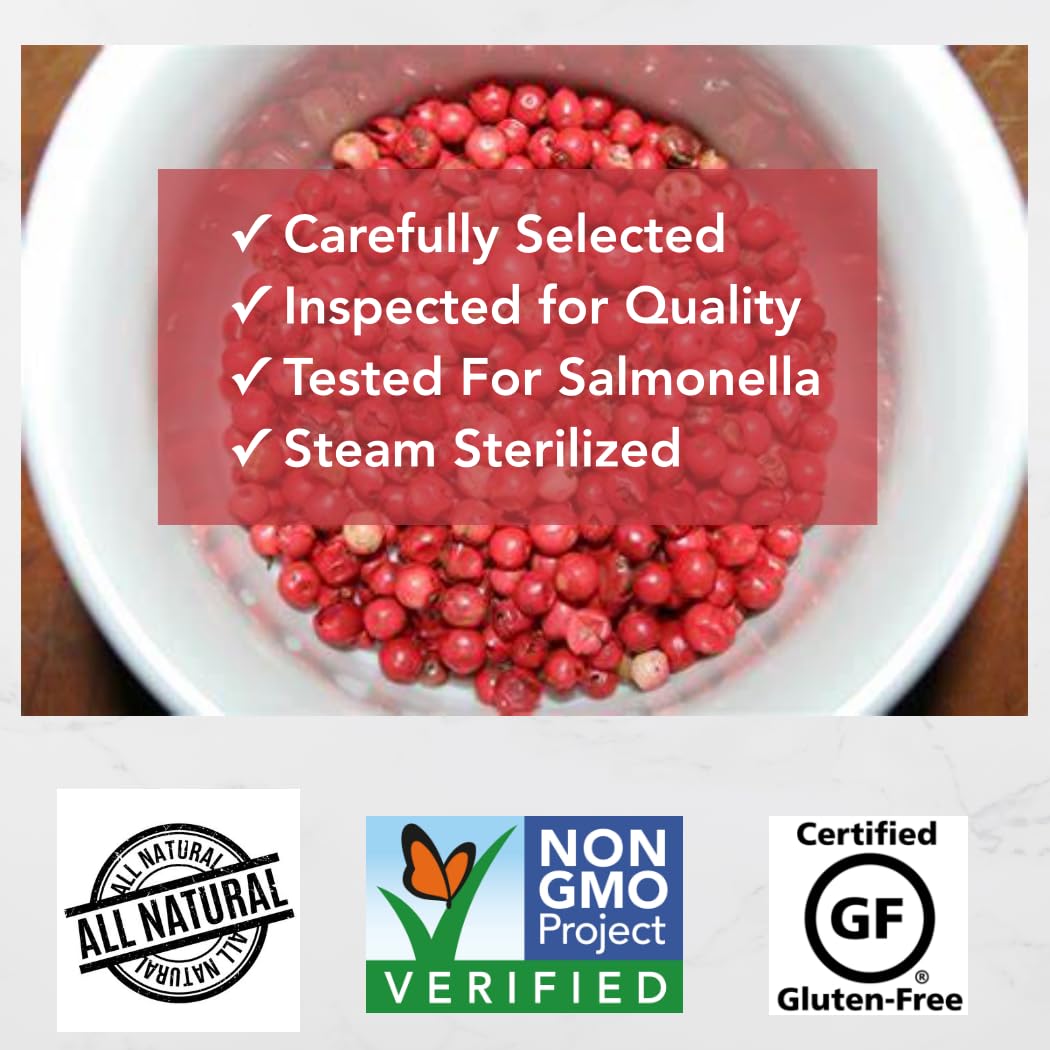 Premium 4oz Pink Peppercorns from Malabar - Whole Pink Pepper for Grinder Refill | Bulk Fresh Peppercorns, Black Pepper Alternative | Perfect for Gourmet Cooking, Spice Blends & Gift Sets