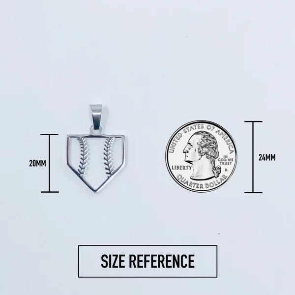 Home Plate Pendant Necklace with Chain - Baseball Jewelry Gift for Women & Girls - Perfect for Games, Sports Events & Everyday Wear
