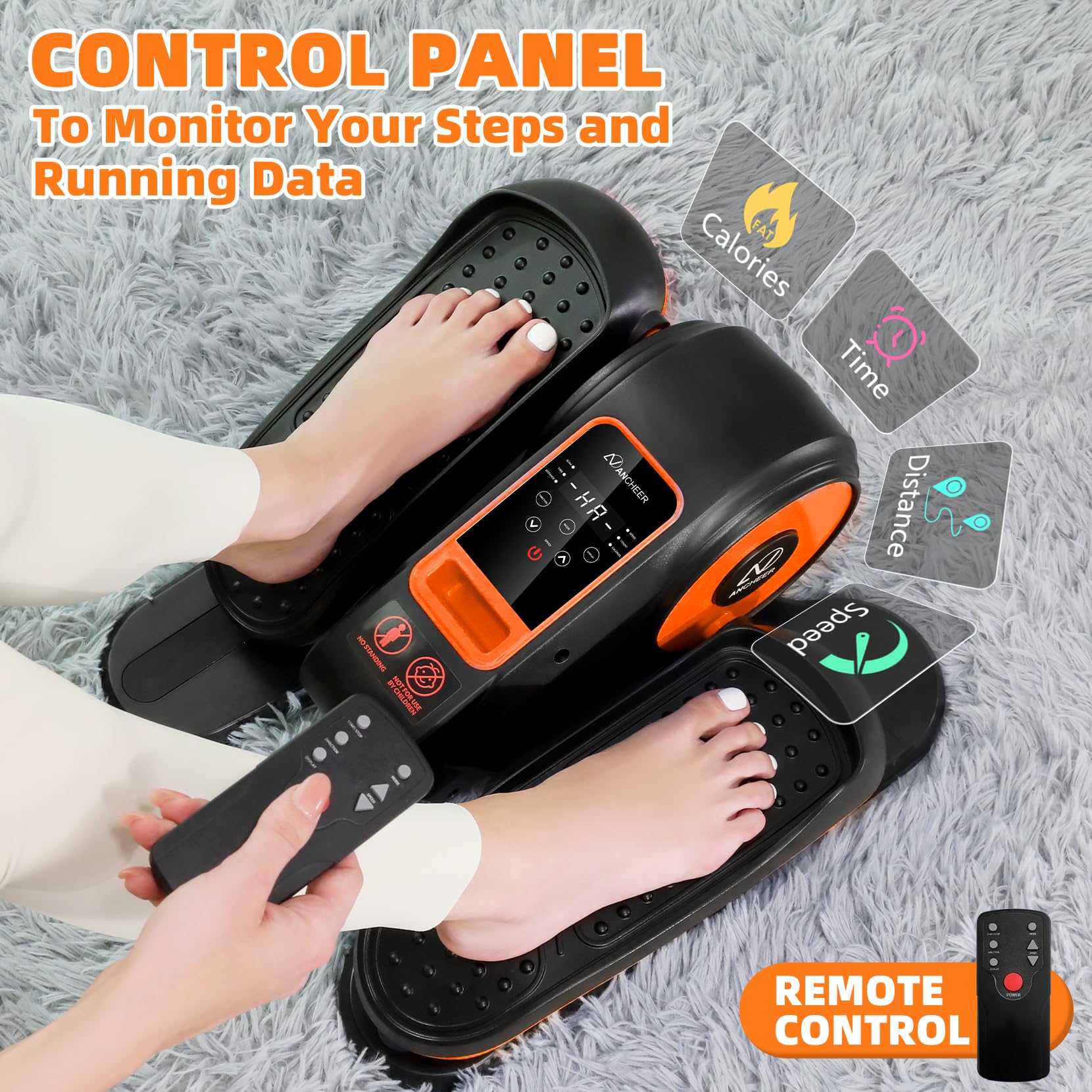 ANCHEER Under Desk Elliptical Machine - 12-Speed Adjustable Quiet Portable Leg Exerciser for Seniors & Office Workers with Remote Control | Home & Office Fitness Equipment for Low-Impact Workouts