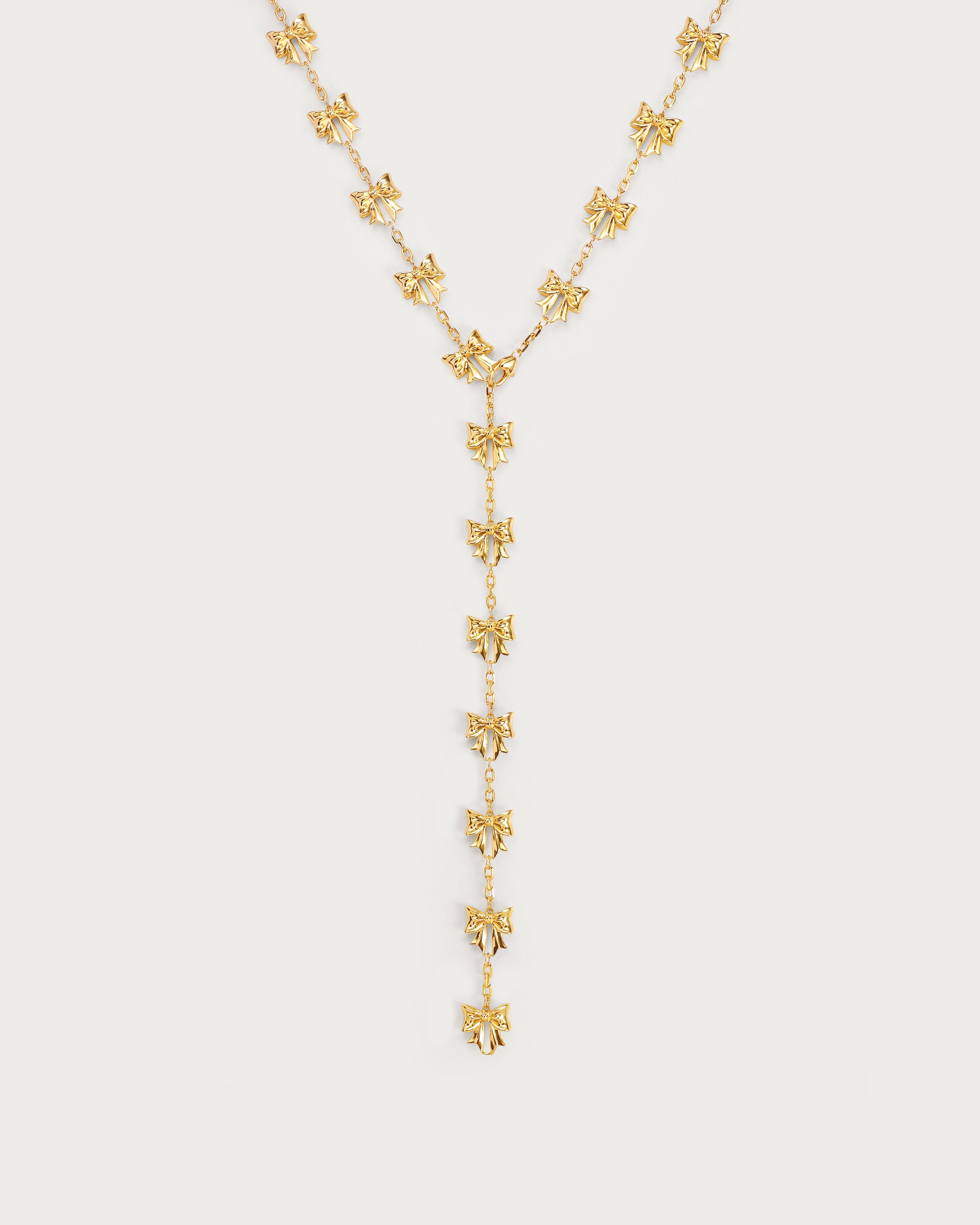 Elegant Gold Bow Lariat Long Necklace for Women - Perfect for Weddings, Parties & Everyday Wear