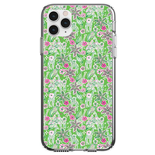 Preppy Pattern - Pink & Green Flowers Floral On Clear Case