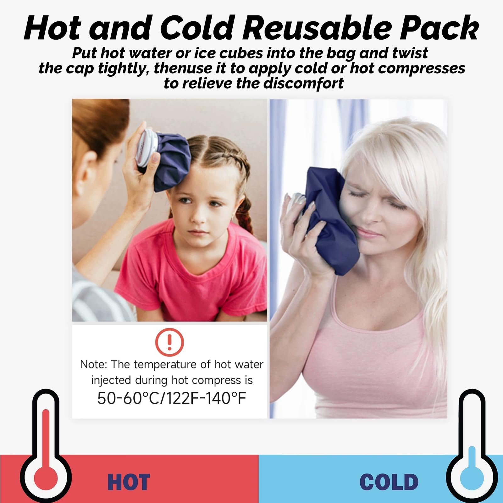 2 Pack Reusable Hot & Cold Therapy Ice Packs for Injuries - 9 Inch Sports Injury Ice Bag, Fast Relief for Back Pain, Headaches, Teeth Pain - Perfect for First Aid, Post-Workout Recovery & Home Healthcare