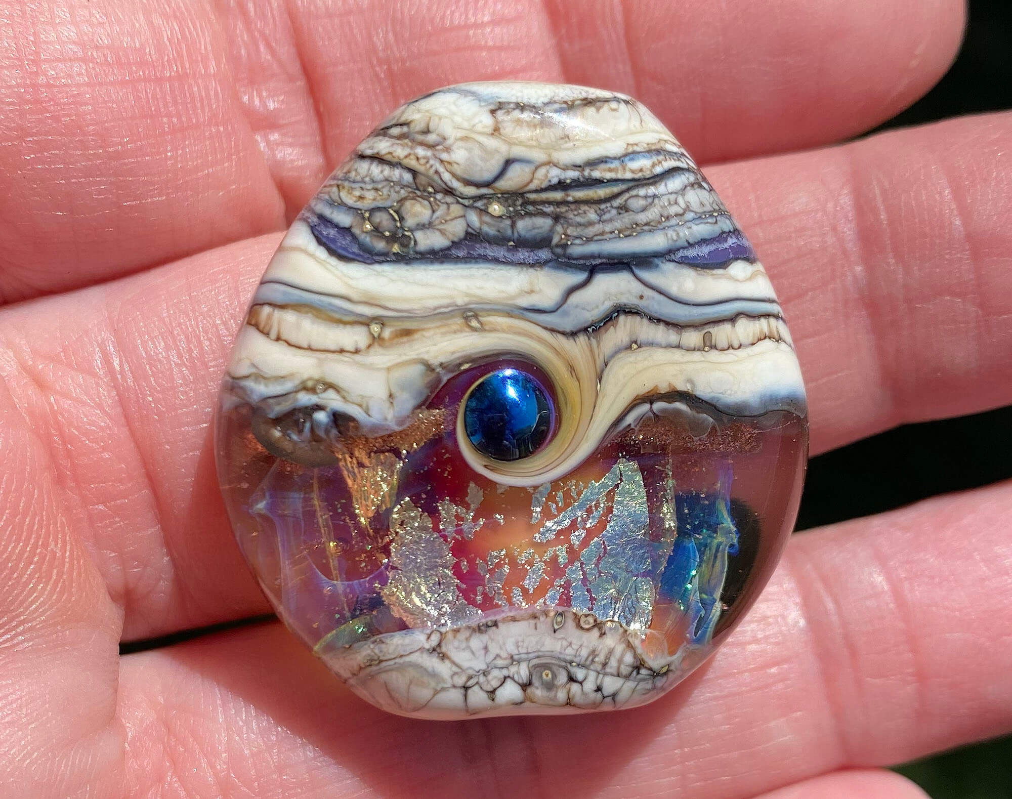 Pink Pastel Silver Organic Lampwork Focal Bead SRA - Handmade Glass Bead for Jewelry Making, DIY Crafts, Necklace Pendants & Bracelet Charms - Perfect for Beaders and Artisan Creations