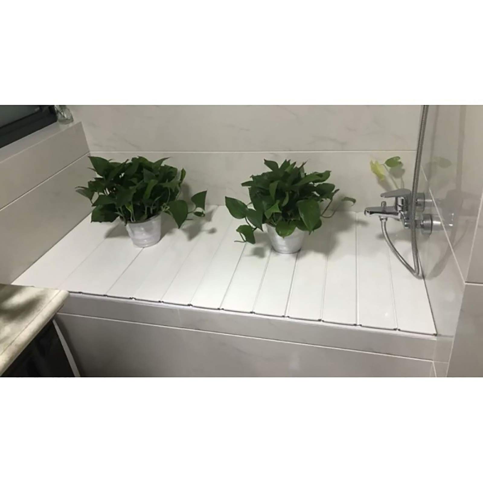 White PVC Folding Bathtub Cover - 165×80×0.6cm Dustproof Bath Lid, Insulation Tray & Shutter Board for Relaxing Bath Time | Perfect for Spa Days, Reading & Wine Soaks