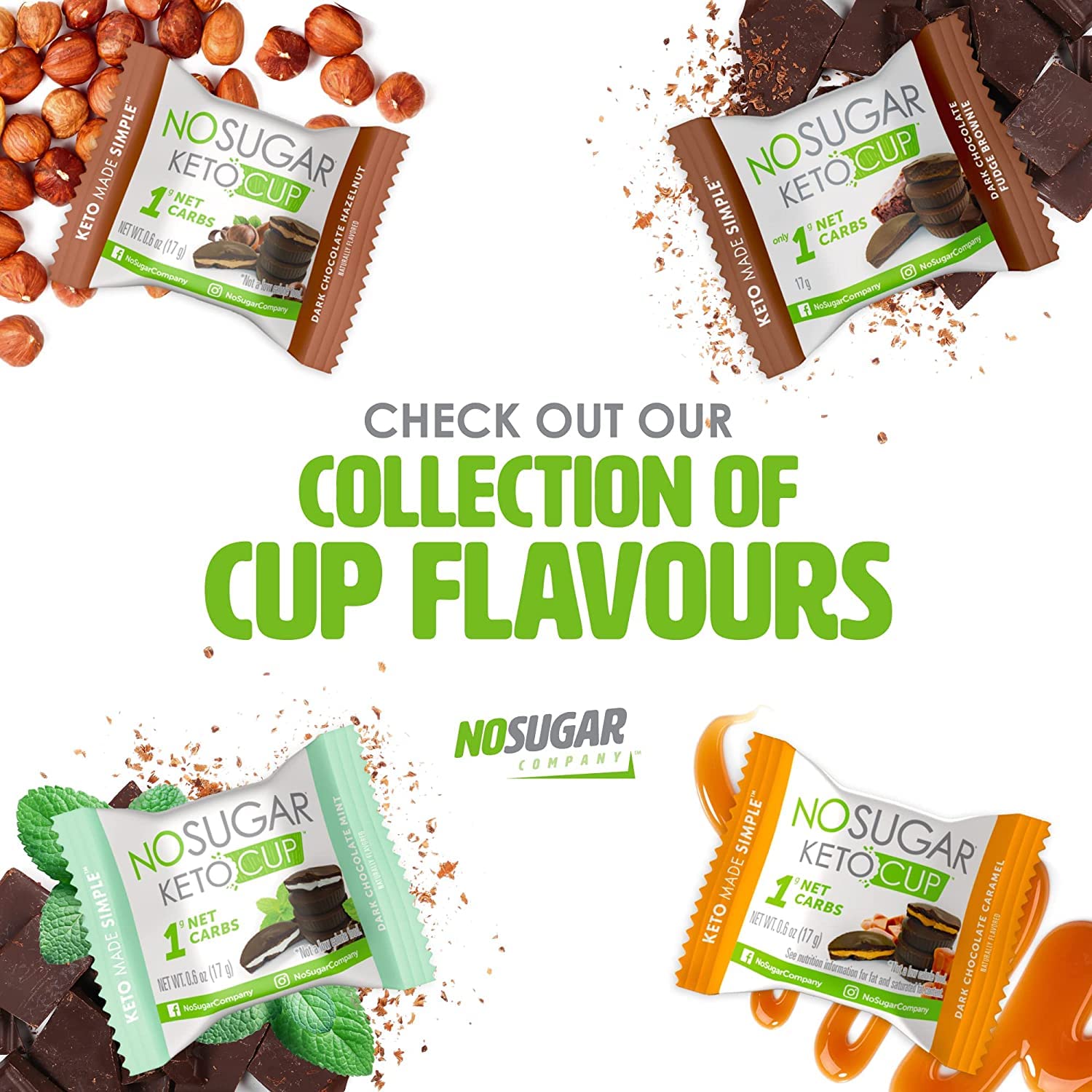 Sugar Free Keto Cups Variety Pack - 24 Mint & 24 Peanut Butter, Diabetic Friendly Low Carb Snacks | Gluten Free, Non-GMO, All Natural | Perfect for Keto Diet, Weight Loss & Healthy Lifestyle (48 Count)