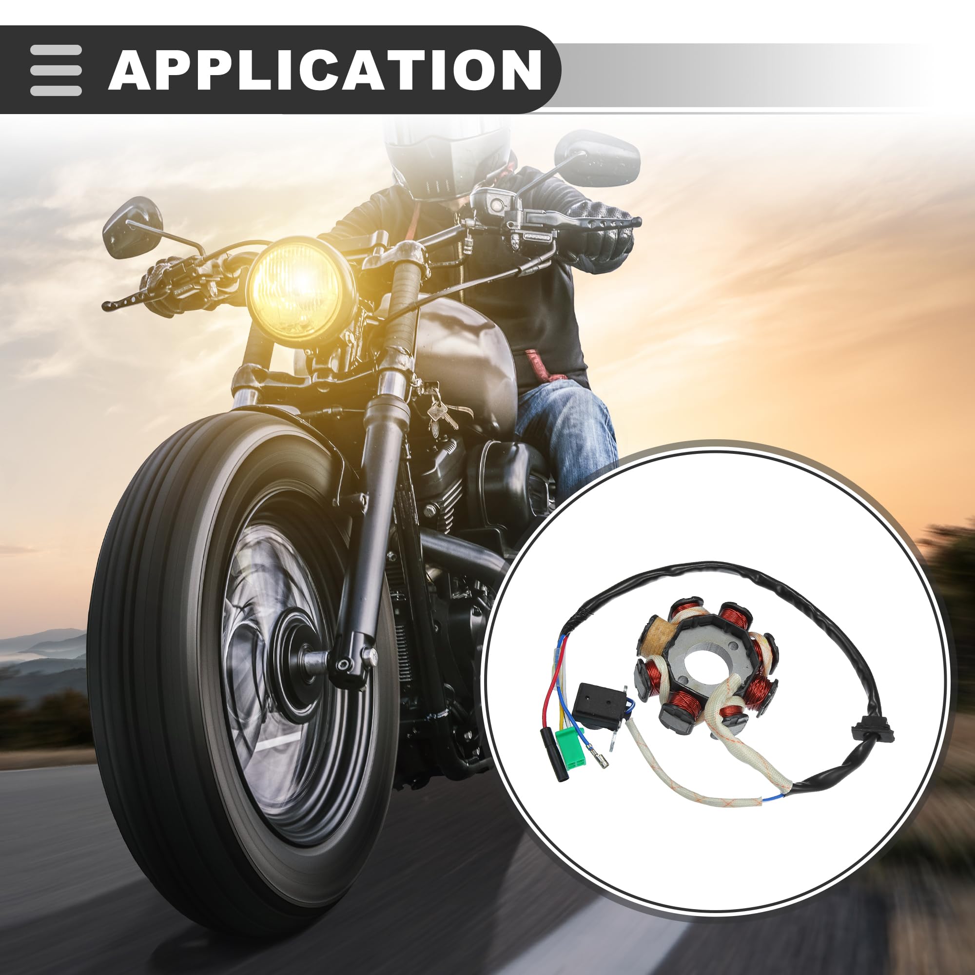 Motoforti Universal 5-Wire 8-Pole AC Magneto Stator Plate Ignition Coil for Motorcycle - Durable Metal & Plastic Construction - Black - Perfect for Motorcycle Engine Repair & Maintenance