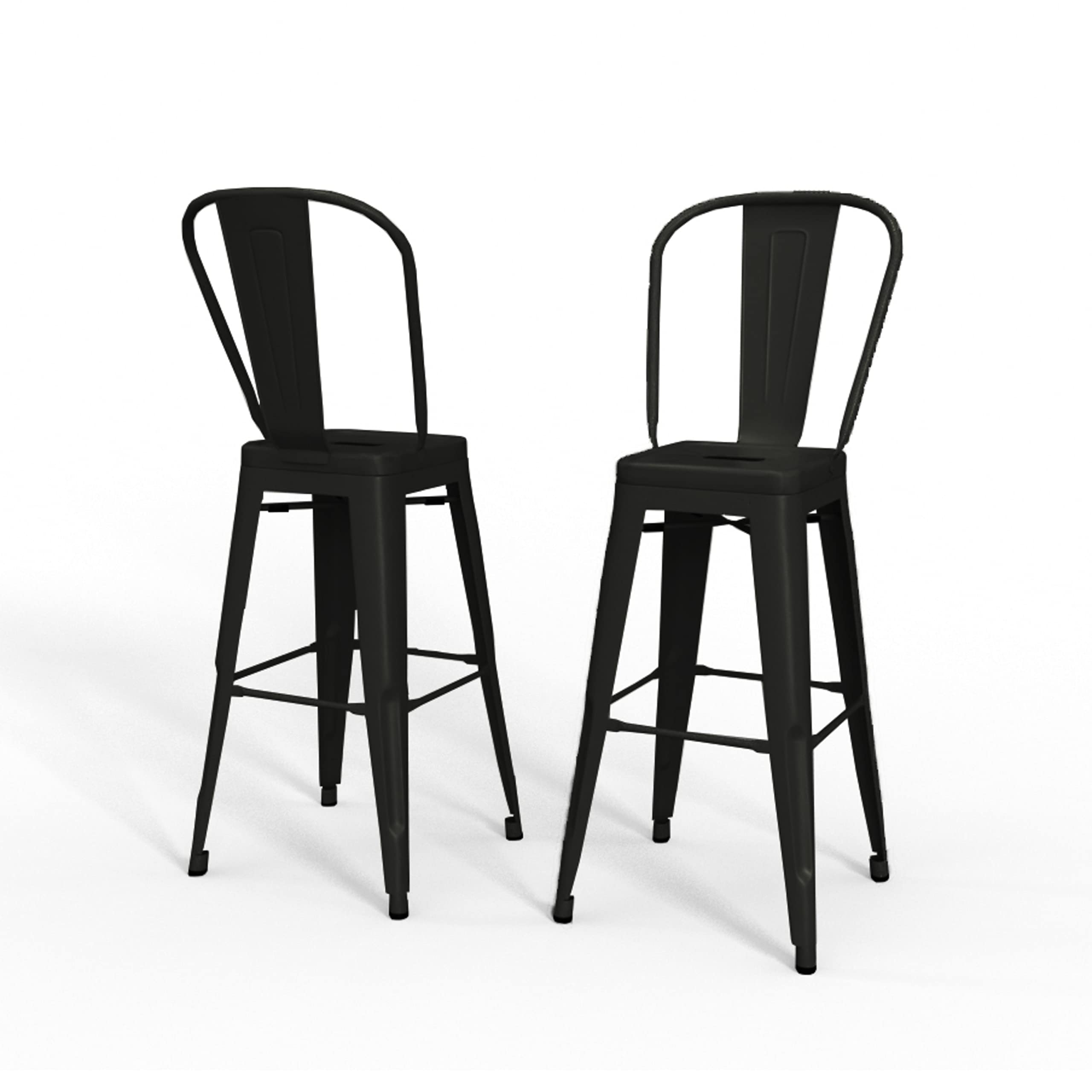 SIMPLIHOME Fletcher Industrial 24 Inch Metal Counter Height Bar Stools (Set of 2) - Black Metal Stools for Kitchen Island, Breakfast Bar & Dining Room - Modern Industrial Style Counter Stools for Home & Restaurant Use