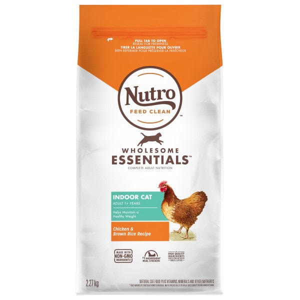 Nutro Wholesome Essentials Chicken & Brown Rice Recipe Indoor Adult Dry Cat Food - 5 lb Bag - High Protein Natural Kibble for Indoor Cats - Perfect for Weight Management & Hairball Control at Home