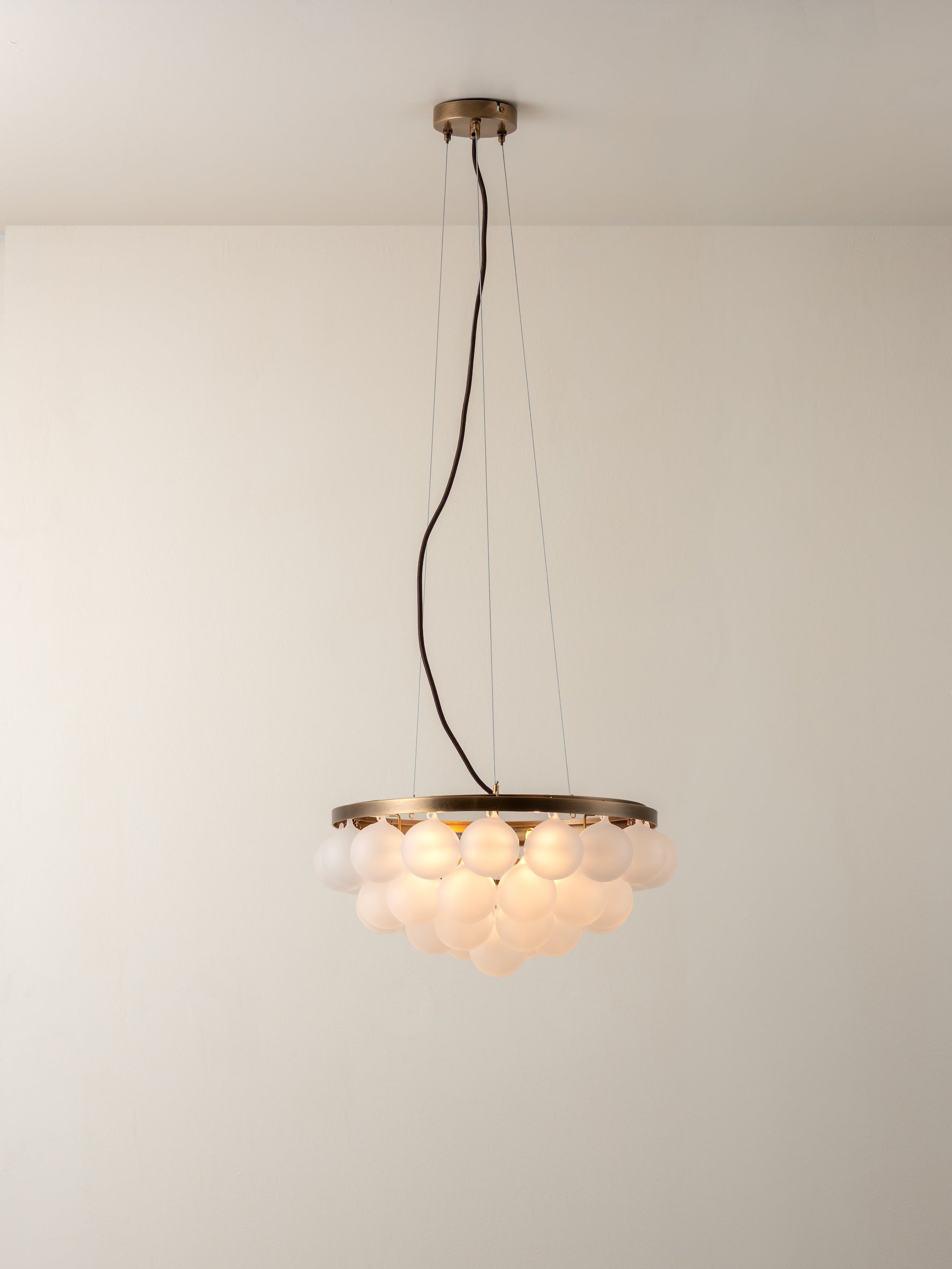 Cloudia 3-Light Small White Frosted Brass Chandelier - Elegant Ceiling Light Fixture for Dining Room, Bedroom, or Living Room Decor
