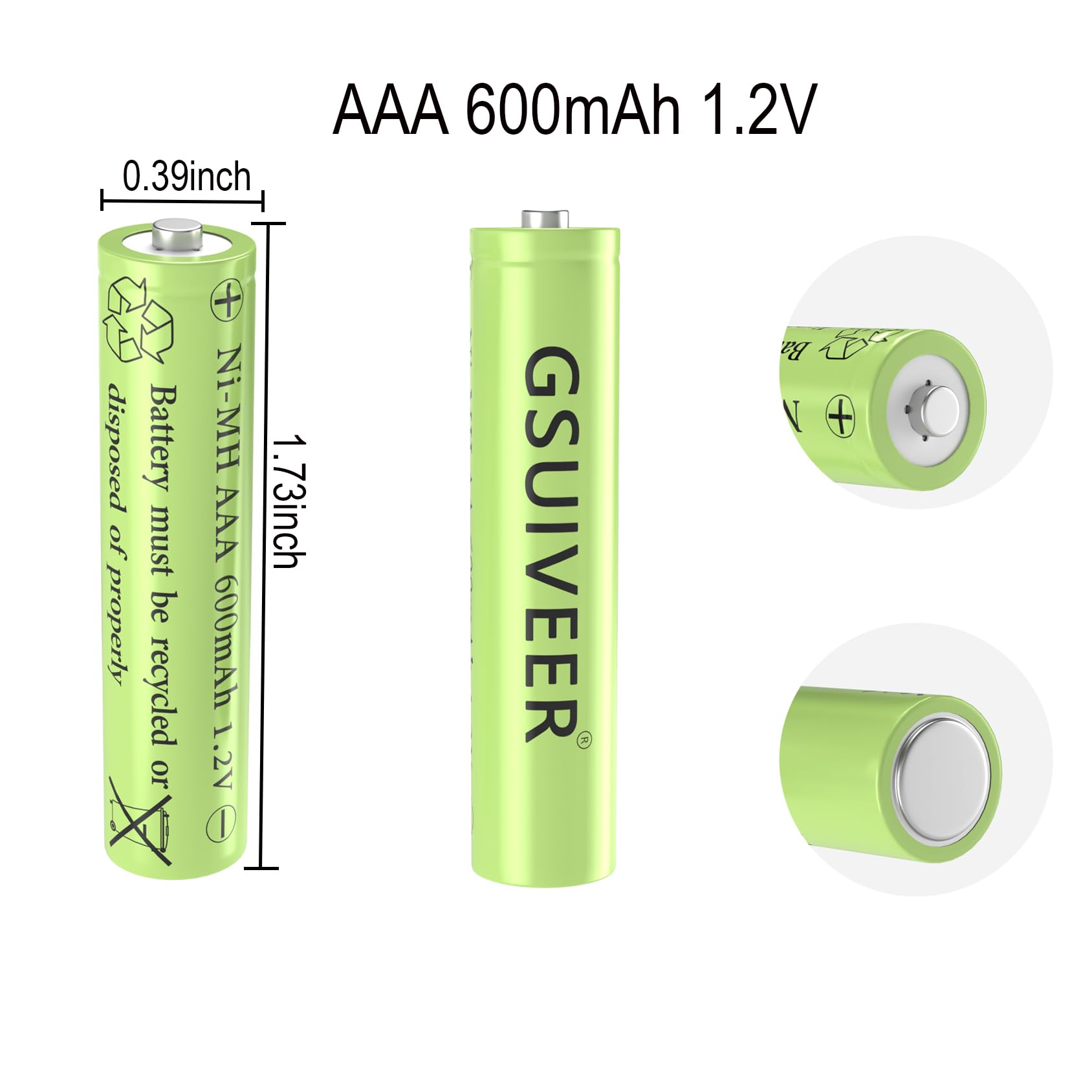 AAA Rechargeable Solar Light Batteries NiMH 1.2V 600mAh - 12 Pack Pre-Charged for Outdoor Garden Solar Lights & Battery String Lights - Perfect for Patio, Pathway, and Landscape Lighting