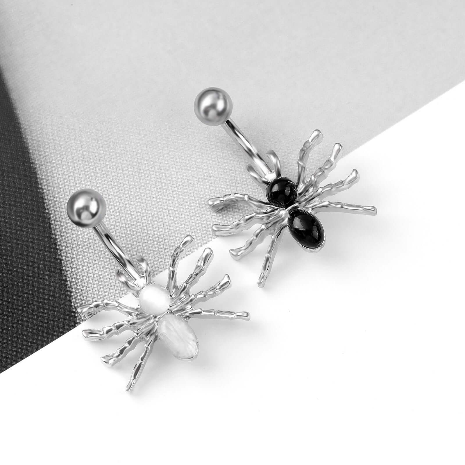 Hypoallergenic Spider Belly Button Rings - Surgical Steel Body Jewelry for Women | UZ177 | Perfect for Piercing Healing, Everyday Wear & Alternative Fashion