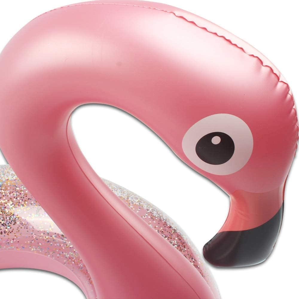 Inflatable Flamingo Pool Float, Pink Glitter Flamingo Raft for Adults & Teens - Fun for Beach, Pool Parties & Summer Relaxation (70