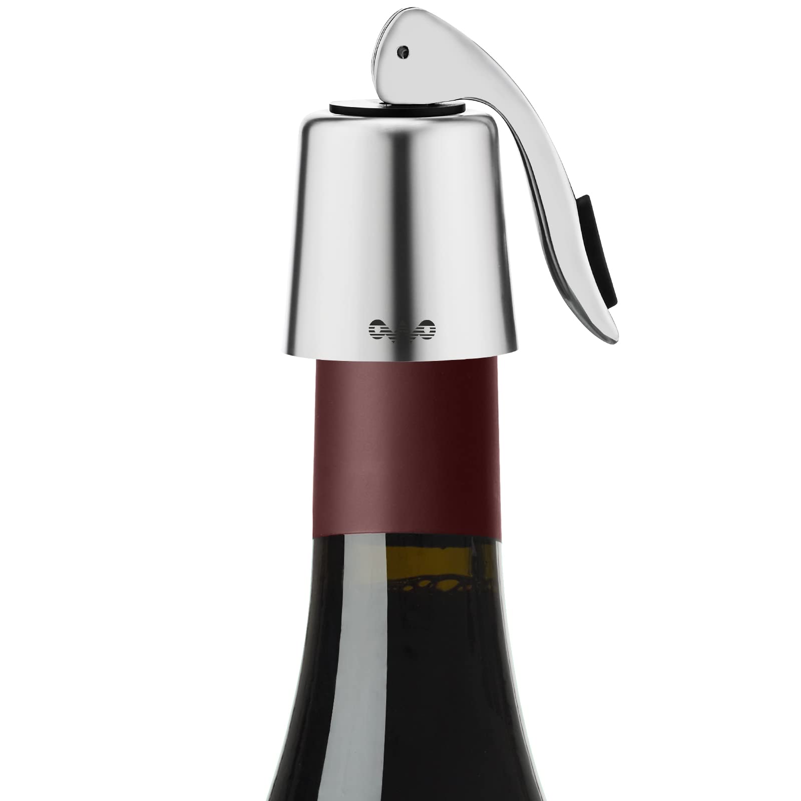 Premium Stainless Steel Wine Bottle Stopper - Reusable Wine Saver with Air-Tight Silicone Seal | Decorative Bottle Sealer for Champagne, Red & White Wine | Keeps Wine Fresh for Days | Perfect for Home Bars, Parties & Gifts (Silver, 1 Pack)