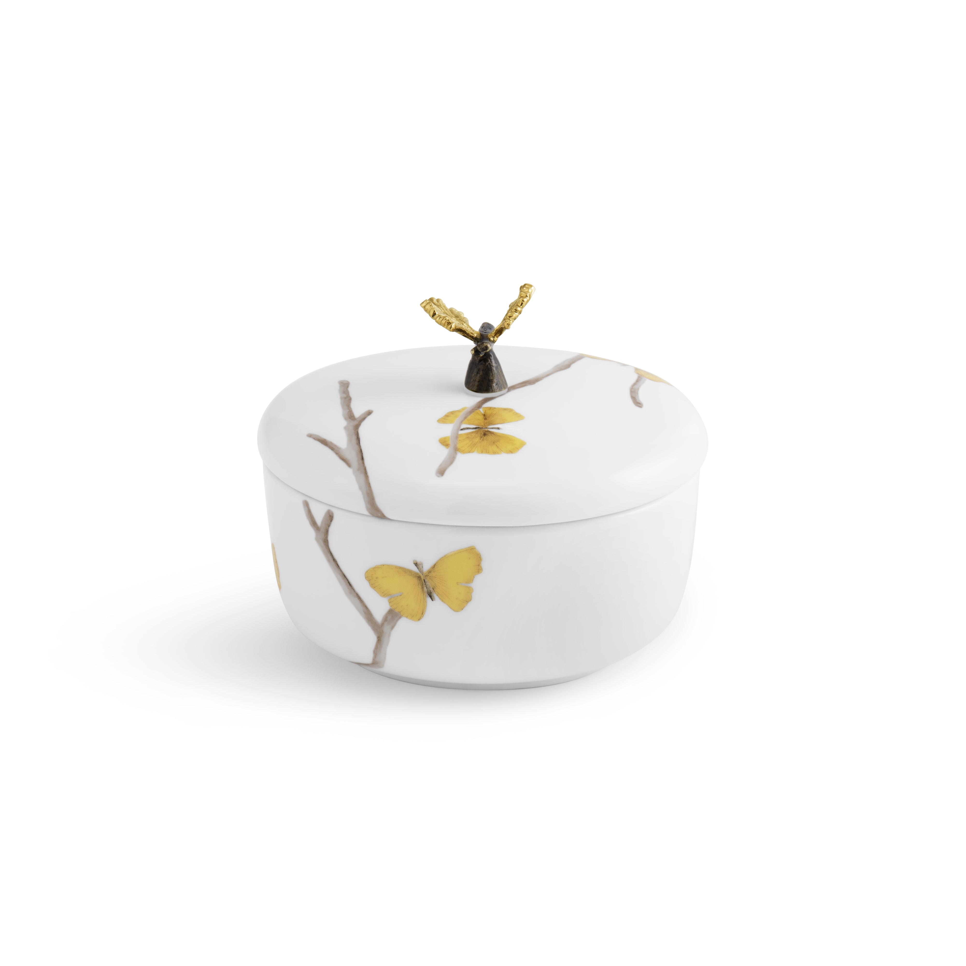 Butterfly Ginkgo Porcelain Bathroom Set - Elegant Soap Dish, Toothbrush Holder & Tumbler for Spa-Like Luxury at Home