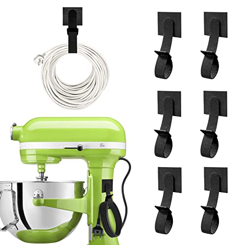 VABNEER 6-Pack Self Adhesive Cable Organizer for Kitchen Appliances - Cord Holder for Mixer, Air Fryer, Juicer, Oven & Coffee Maker | Neat Cable Management Solution for Countertop & Under Cabinet Storage
