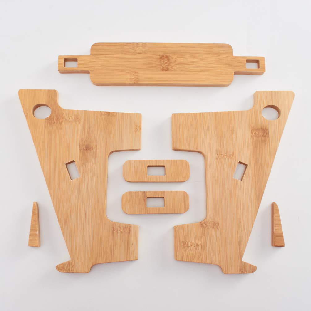 Ergonomic Bamboo Laptop Stand for 12-17 Inch MacBook Pro/Air, Dell, Acer | Foldable Wooden Notebook Riser Holder with Cooling Function | Perfect for Home Office, Desk Work, and Study