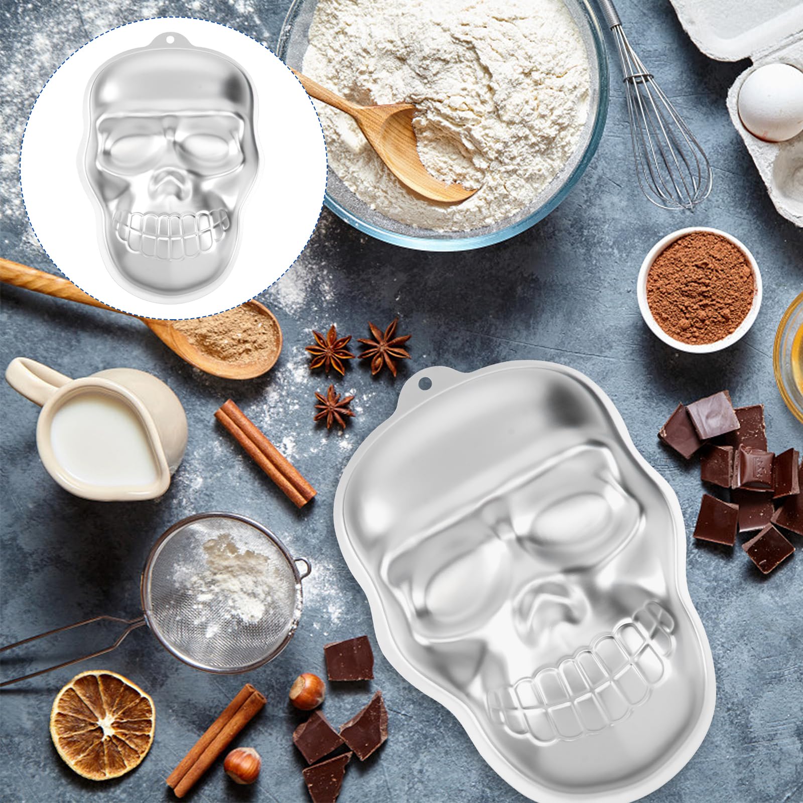 DOITOOL 3D Skull Cake Mold - Nonstick Halloween Baking Pan for Cakes, Cupcakes, Pizza & Jelly - Perfect for Halloween Parties, Haunted House Decor & Themed Desserts