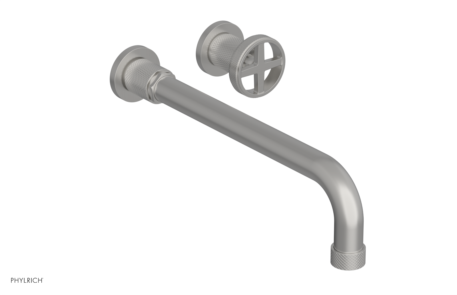 DUSTRIE Single Handle Wall Mounted Lavatory Faucet Set - 12 Inch Spout with Knurled Design (Model 371-15-12) - Perfect for Bathroom Sink, Powder Room, and Guest Bath Installation