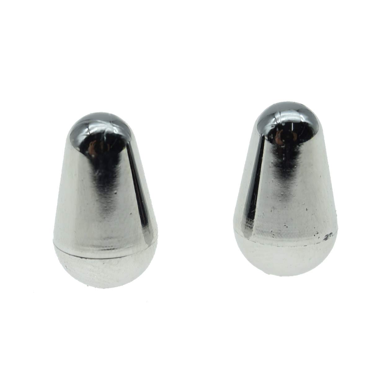 2-Pack Chrome Guitar 5-Way Pickup Switch Tips for Fender Strat/Tele/Stratocaster - Replacement Switch Knobs & Caps for USA Made Guitars - Perfect for Electric Guitar Maintenance & DIY Upgrades