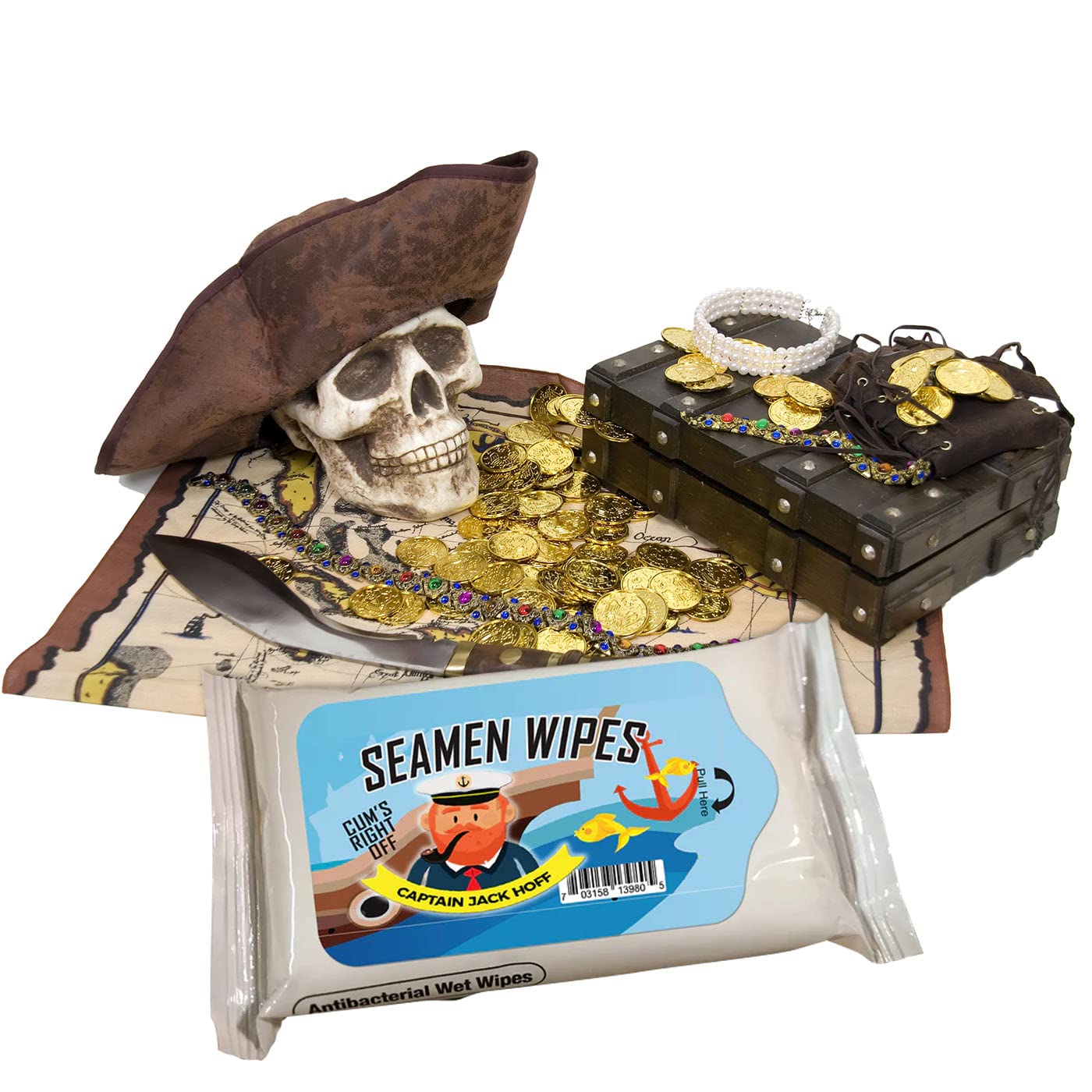 Captain Jack Hoff’s Seamen Wipes - Novelty Wet Wipes for Men - Funny Gag Gifts - Travel Size Personal Hygiene Wipes for Parties, Bachelor Trips & Prank Gifts