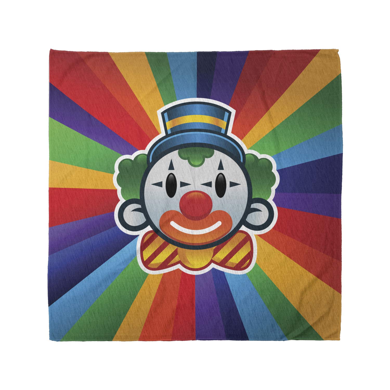 Ambesonne Circus Bandana - Colorful Clown Face Stripes Unisex Head & Neck Scarf for Men & Women | Perfect for Costume Parties, Halloween, and Festivals