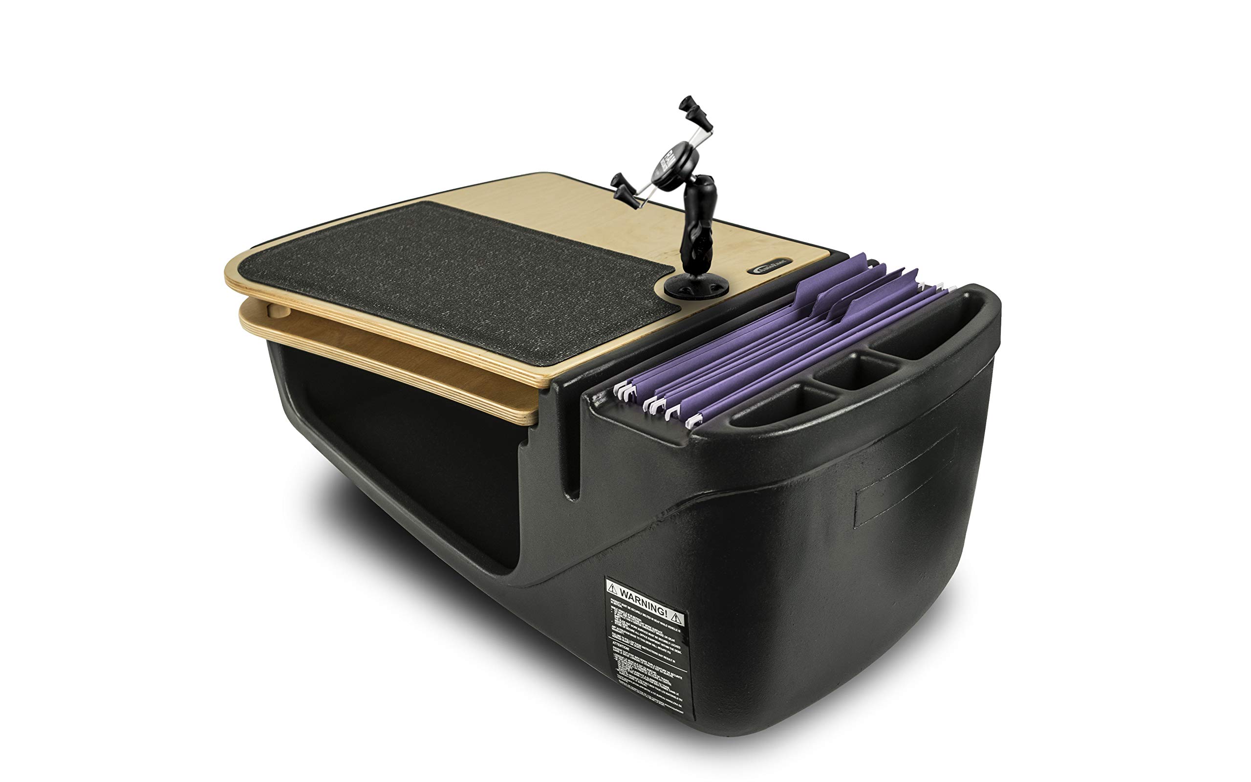 AutoExec AUE10052 GripMaster Car Desk with Phone Holder - Birch Wood Finish for Laptop & Workstation in Vehicle | Perfect for Road Trips, Business Travel & Remote Work