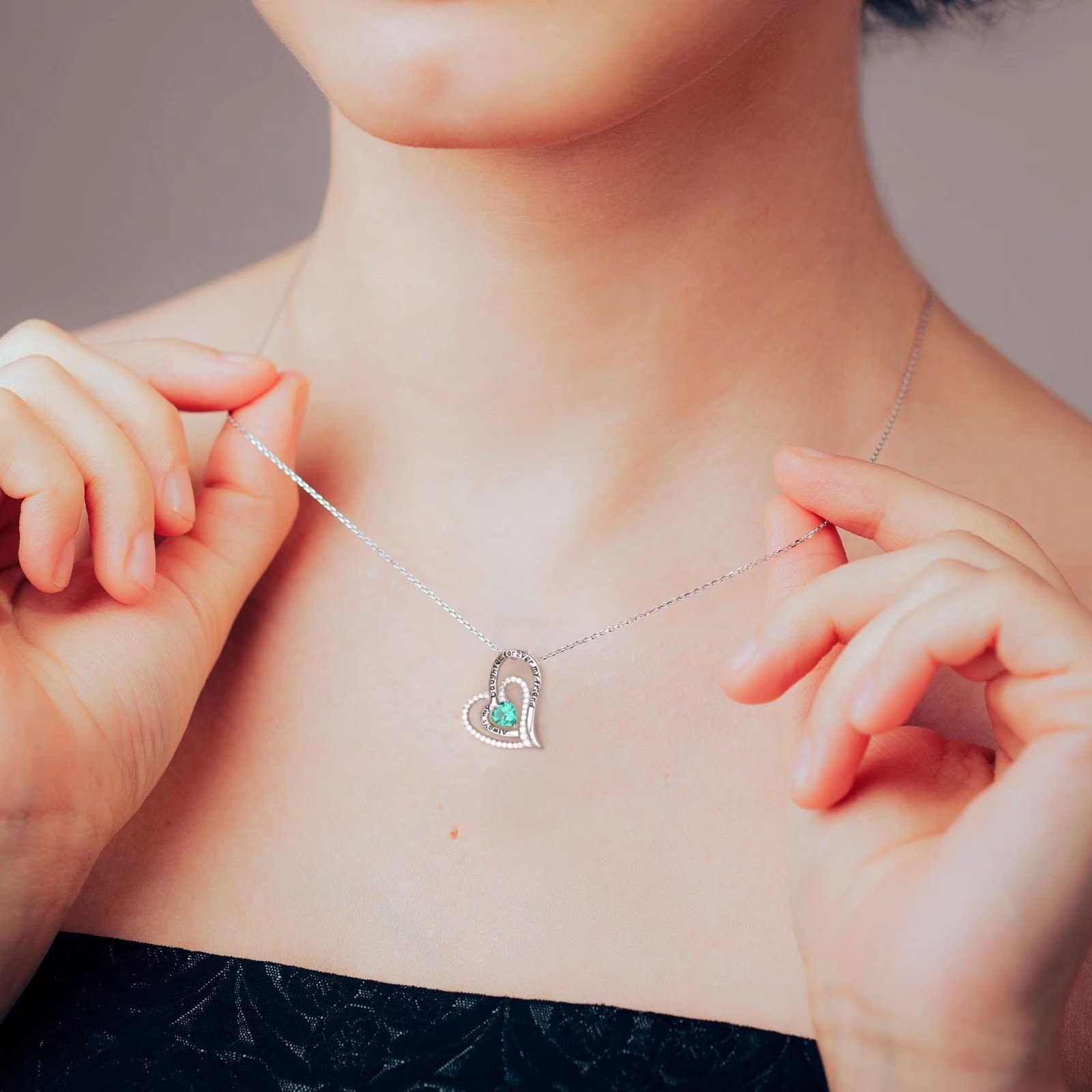 Birthstone Necklace for Women - Sterling Silver Heart Pendant Jewelry Gift for Mom, Wife, Girlfriend, Daughter | Birthday, Mother's Day, Anniversary Present | Perfect for Everyday Wear & Special Occasions