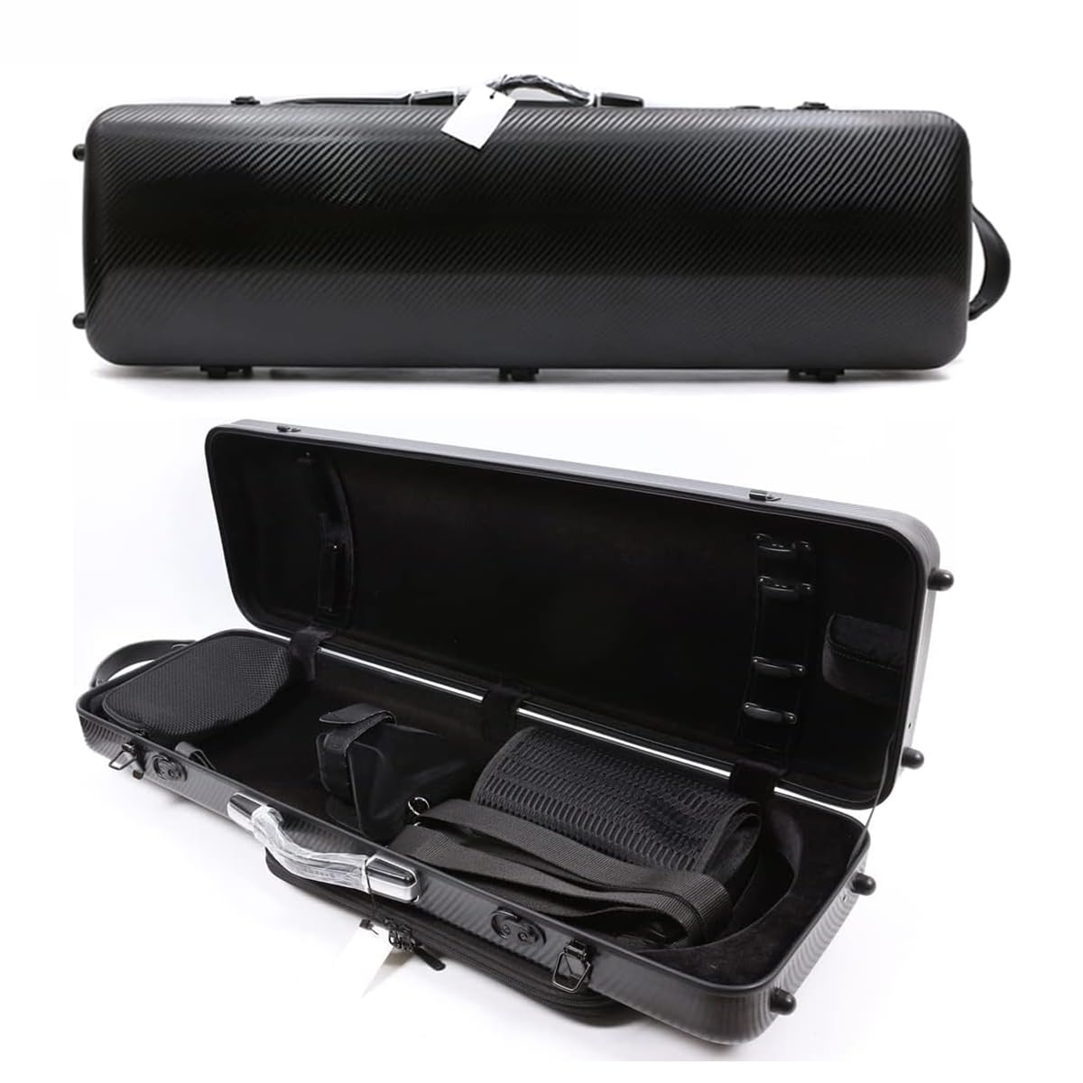 Premium 4/4 Full Size Carbon Fiber Violin Case - High Strength Hard Shell with Durable Handles, Backpack Straps & Music Sheet Pocket (Black, Buckle Lock) - Perfect for Professional Musicians, Travel & Music Lessons